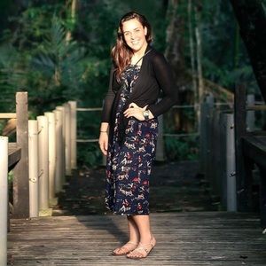 Midi spaghetti strap sundress: Navy origami print